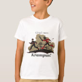 Krampusは子供を追跡します Tシャツ (正面)
