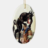 Krampusは悪い子供のクリスマスのオーナメントのために来ます セラミックオーナメント (右)