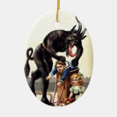 Krampusは悪い子供のクリスマスのオーナメントのために来ます セラミックオーナメント (正面)