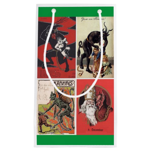 Krampusは来ています! ヴィンテージのイメージのギフトバッグ スモールペーパーバッグ (正面)