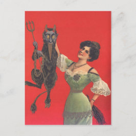 Krampusをつかまえている女性 ポストカード