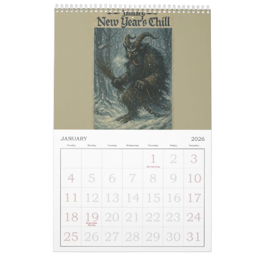Krampus 2026: A Year of Mischief and Mayhem カレンダー (1月 2026)