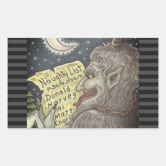 KRAMPUS CHILDREN LIST いけな CHRISTMAS STICKERS 長方形シール (正面)