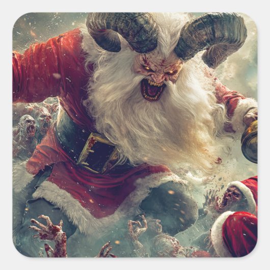 Krampus Defeating Zombies スクエアシール (正面)