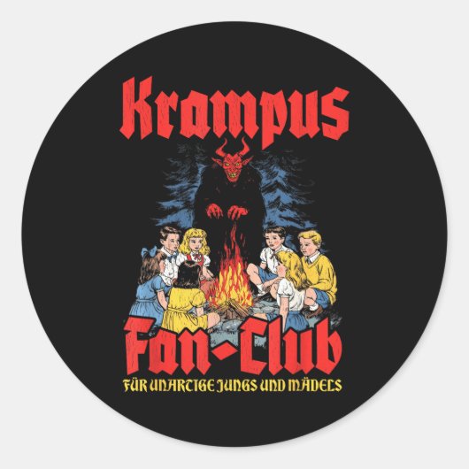 Krampus Fan-club Ugly Xmas German Christmas Demon  ラウンドシール (正面)