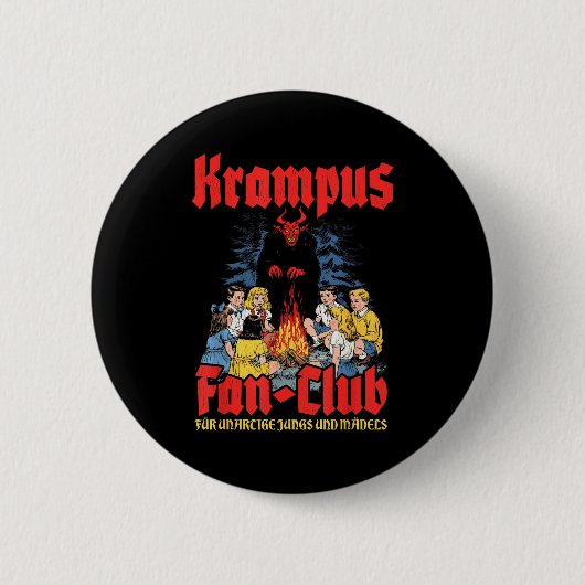 Krampus Fan-club Ugly Xmas German Christmas Demon  缶バッジ (正面)