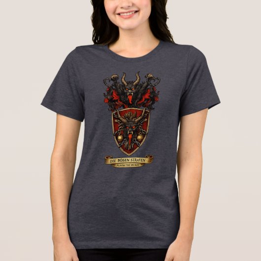 Krampus Heraldic Crest Coat of Arms Christmas  トライブレンドＴシャツ (正面)