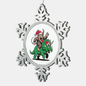 Krampus Riding A Dinosaur Santa Christmas Evil スノーフレークピューターオーナメント (右)
