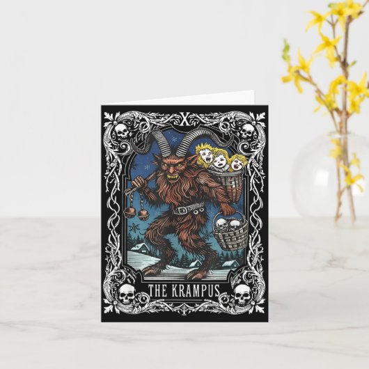 Krampus Tarot Card Design Christmas Season Evil Pa カード (黄色い花)