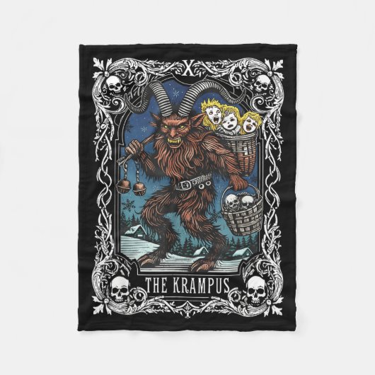 Krampus Tarot Card Design Christmas Season Evil Pa フリースブランケット (正面)