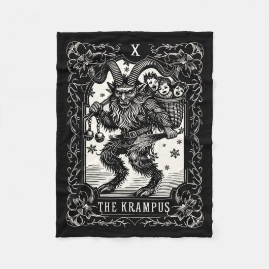 Krampus Tarot Card Design Christmas Season Evil Pa フリースブランケット (正面)