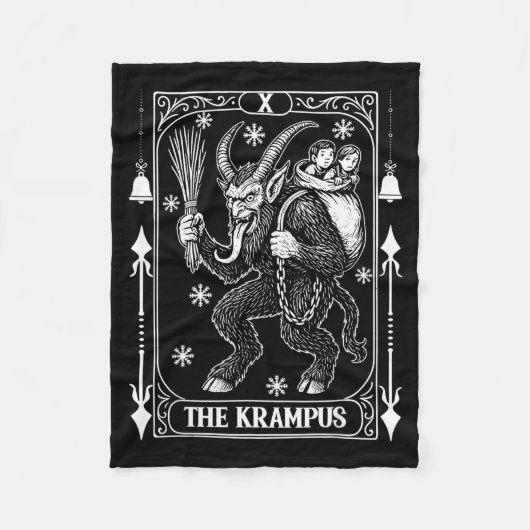 Krampus Tarot Card Design Christmas Season Evil Pa フリースブランケット (正面)