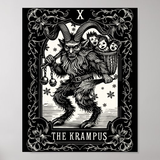 Krampus Tarot Card Design Christmas Season Evil Pa ポスター (正面)