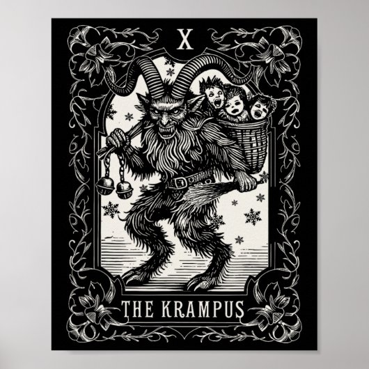 Krampus Tarot Card Design Christmas Season Evil Pa ポスター (正面)