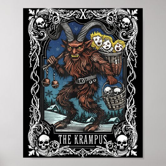 Krampus Tarot Card Design Christmas Season Evil Pa ポスター (正面)