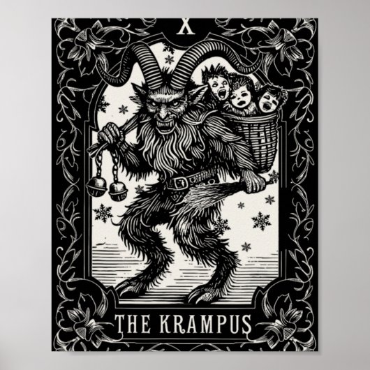 Krampus Tarot Card Design Christmas Season Evil Pa ポスター (正面)