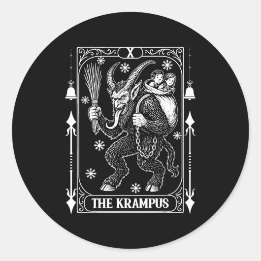 Krampus Tarot Card Design Christmas Season Evil Pa ラウンドシール (正面)