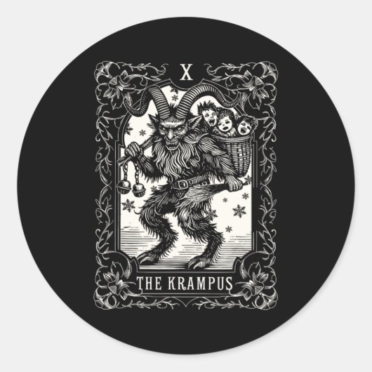 Krampus Tarot Card Design Christmas Season Evil Pa ラウンドシール (正面)