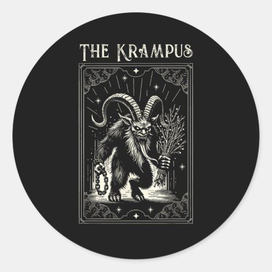 Krampus Tarot Card Design Christmas Season Evil Pa ラウンドシール (正面)