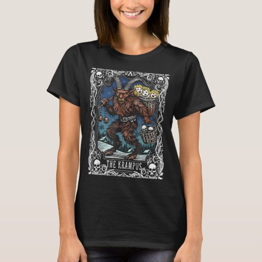 Krampus Tarot Card Design Christmas Season Evil Pa Tシャツ (正面)