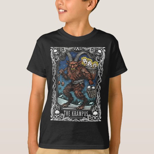 Krampus Tarot Card Design Christmas Season Evil Pa Tシャツ (正面)