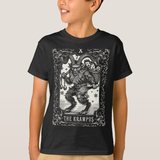 Krampus Tarot Card Design Christmas Season Evil Pa Tシャツ (正面)