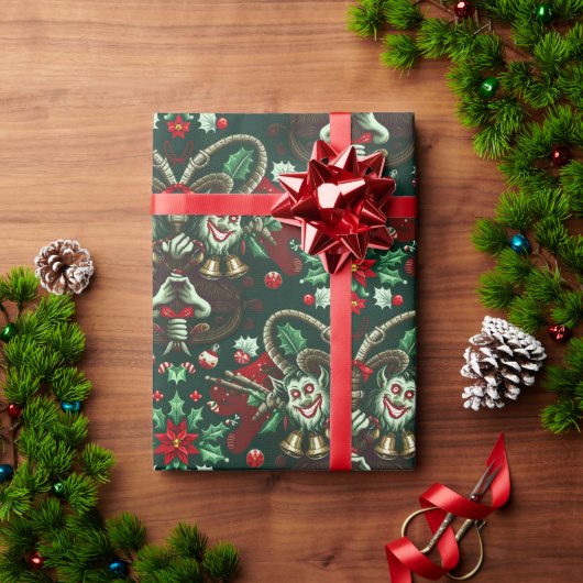 Krampus Wrapping Paper | Spooky Holiday Gift ラッピングペーパー (クリスマスギフト)