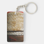 Kratipのタイのラオス人のIsanのタケ米のバスケット キーホルダー (裏面)