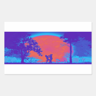 Krav Maga女性膝防衛ステッカーNeon 長方形シール