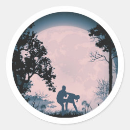 Krav Maga Groinキック満月ステッカーピンク ラウンドシール