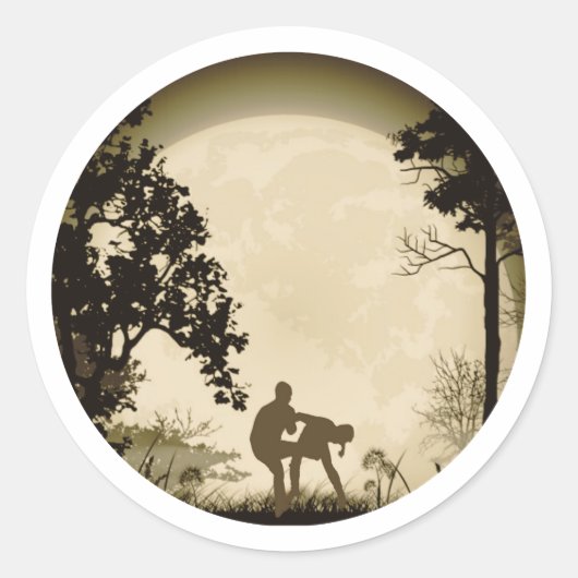 Krav Maga Groinキック満月ステッカーブラウン ラウンドシール (正面)