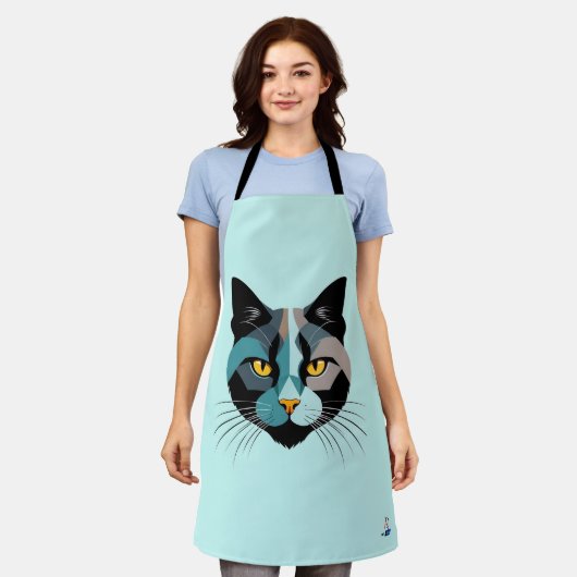 Kreative Katzenkopf Illustration エプロン (着用した状態)