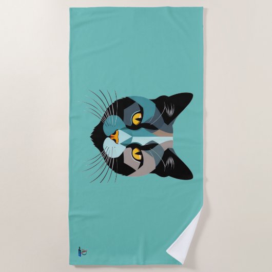 Kreative Katzenkopf Illustration ビーチタオル (正面)