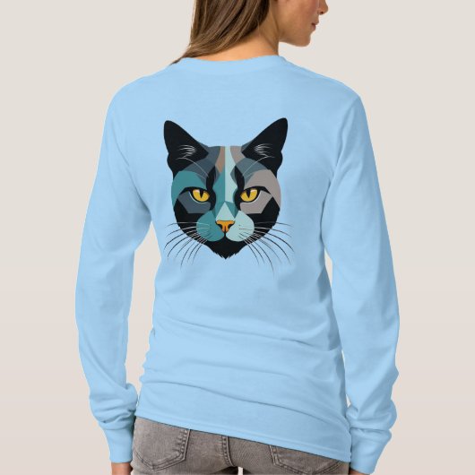 Kreative Katzenkopf Illustration Tシャツ (裏面)