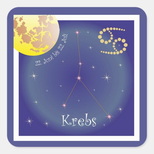 Krebs 22. Juni bis 22. Juli Aufkleber スクエアシール (正面)