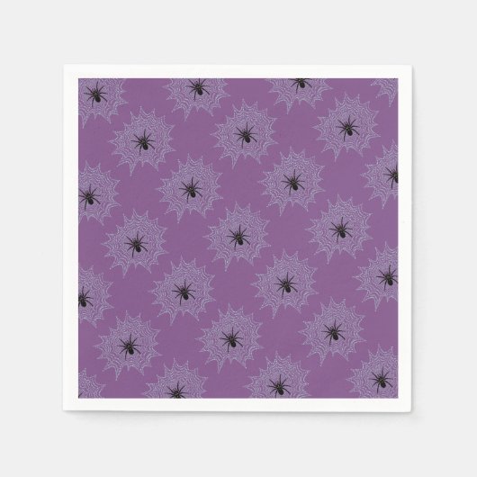 Kreuzspinne im Netz mit Tautropfen wie Perlen スタンダードカクテルナプキン (正面)