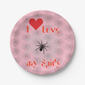 Kreuzspinne im Netz mit Tautropfen wie Perlen ペーパープレート (正面)