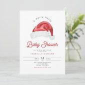 KRISかわいいサンタハットメリー小さな赤ちゃんシャワー 招待状 (スタンド正面)