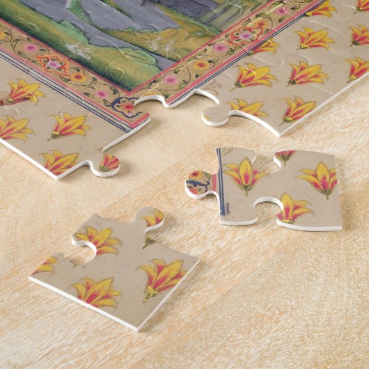 KrishnaおよびGopis (紙のグワッシュ) ジグソーパズル (側面)