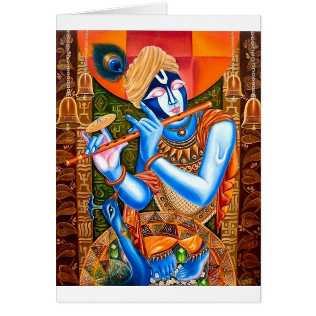 KRISHNAフルートプレーヤーのインディアンの抽象芸術 (正面)