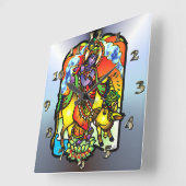 Krishna -神および神 スクエア壁時計 (傾斜)