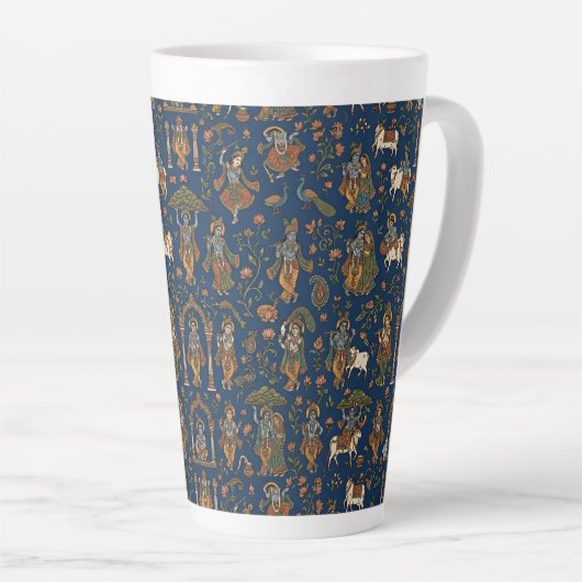 Krishna Pattern カフェラテマグ (右アングル)