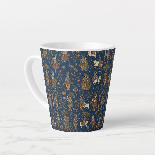 Krishna Pattern カフェラテマグ (左アングル)