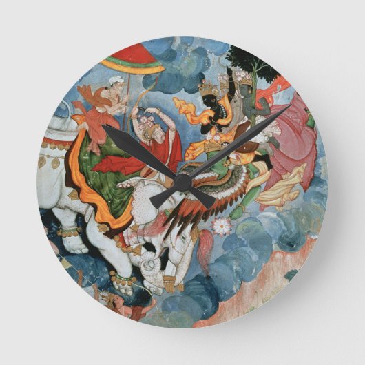 Krishna's combat with Indra, c.1590 ラウンド壁時計 (正面)