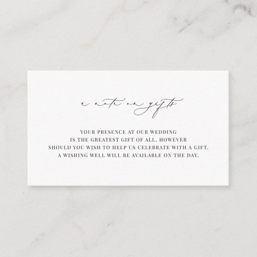 KRISTEN ミニマルな結婚式 贈り物についての一言 エンクロージャーカード (正面)