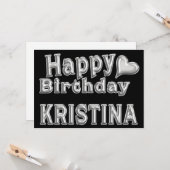 Kristina Happy Birthday Karte Grußkarte mit Herz カード (正面/裏面インサイチュ)