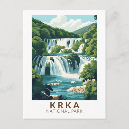 Krka National Park Croatia Illustration Travel Art ポストカード (正面)