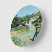 Krka Waterfalls -Krka National Park - Croatia ラウンド壁時計 (傾斜)