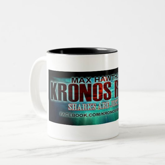 Kronosの上昇の"鮫ちょうど餌"のコーヒー・マグです ツートーンマグカップ (正面左)