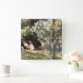 KroyerのLesのバラ スクエア壁時計 (ホーム)